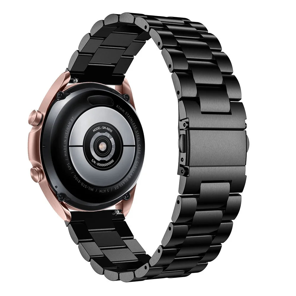 For Samsung Galaxy Watch3 41mm Stainless Steel Smart Watch Band Three-bead Replacement Strap - Black - 2