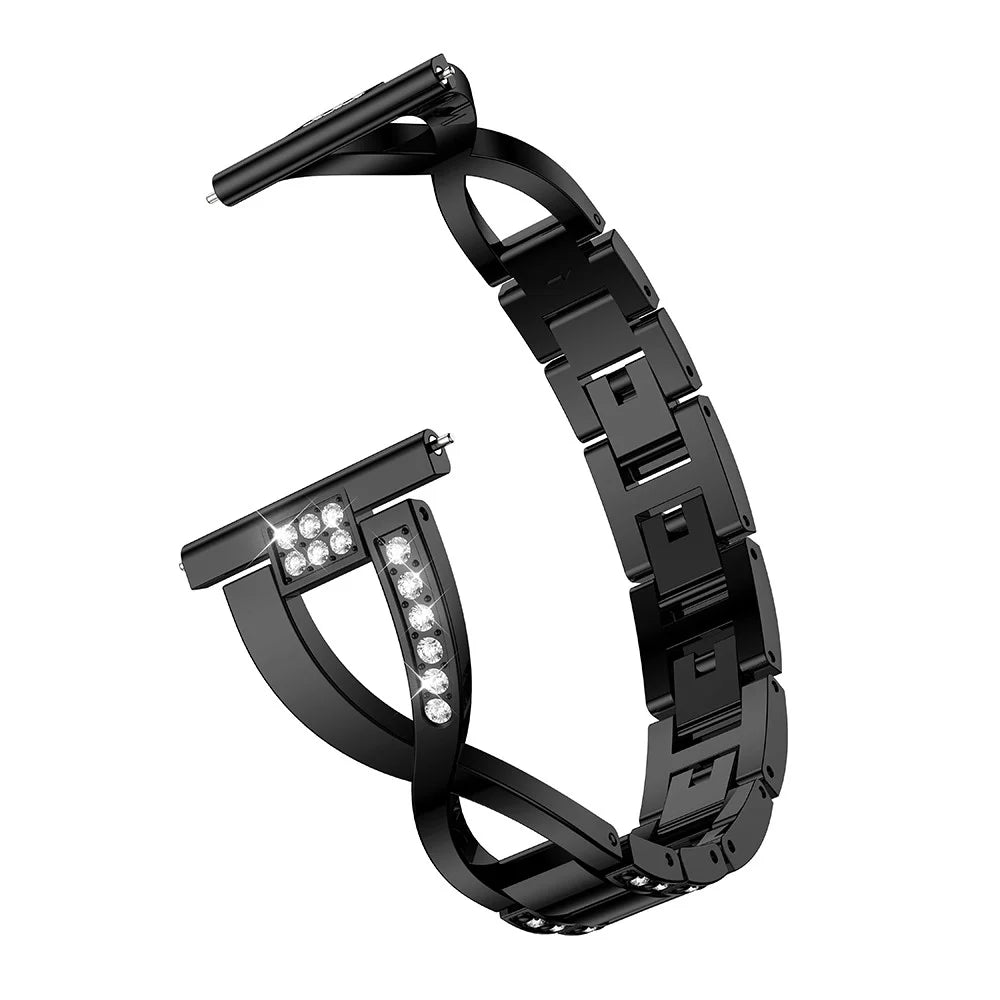 X-Shape Rhinestone Decor Stainless Steel Smart Watch Strap for Samsung Galaxy Watch3 45mm - Black - 1