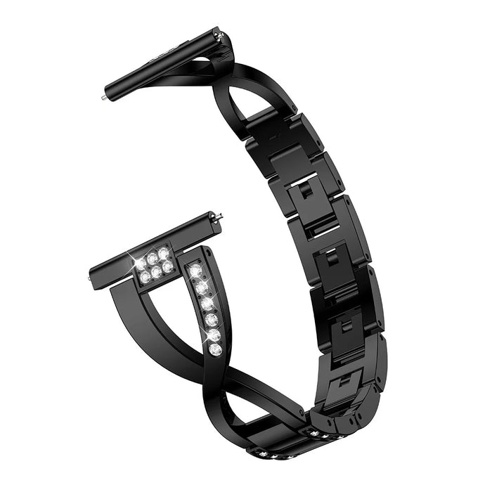 X-Shape Rhinestone Decor Stainless Steel Smart Watch Strap for Samsung Galaxy Watch3 45mm - Black - 2