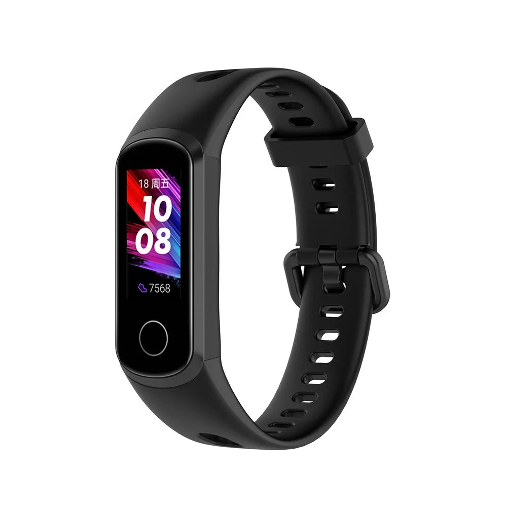 Silicone Smart Watch Strap with Metal Buckle for Huawei Honor 5i/Huawei Watch Band 4 - Black - 2