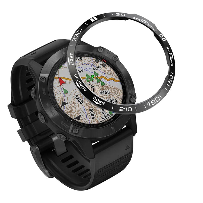 Index Ring Stainless Steel Watch Bezel Ring (Style A) for Garmin Fenix 6X - Black - 1
