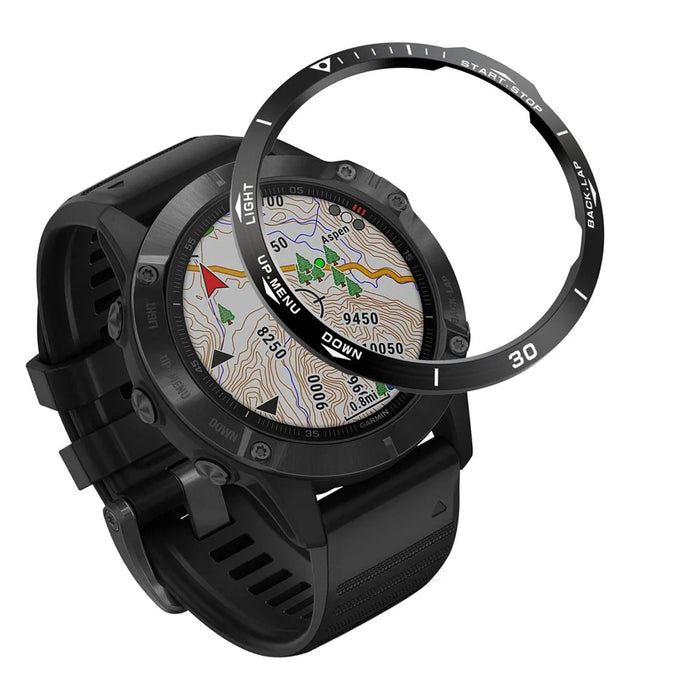 Index Ring Stainless Steel Watch Bezel Ring (Style B) for Garmin Fenix 6X / 6X Pro - Black - 1