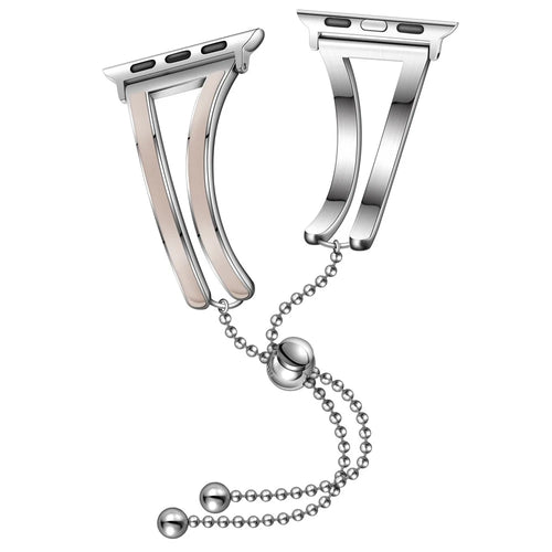 Dressy Jewelry Bangle Stainless Steel Watch Strap for Apple Watch Ultra 3 2 1 49mm / Series 11 10 46mm / 9 8 7 45mm / SE3 SE2 SE 6 5 4 44mm / 3 2 1 42mm - Silver / Apricot - 1