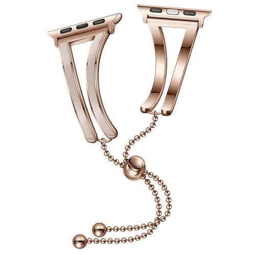 Stainless Steel Watch Band Jewelry Bracelet for Apple Watch Series 11 10 42mm / 9 8 7 41mm / SE3 SE2 SE 6 5 4 40mm / 3 2 1 38mm - Rose Gold / Apricot - 1