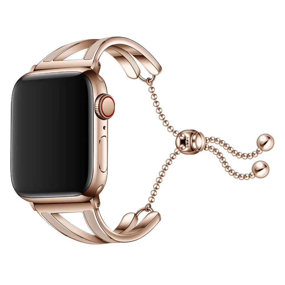 Stainless Steel Watch Band Jewelry Bracelet for Apple Watch Series 11 10 42mm / 9 8 7 41mm / SE3 SE2 SE 6 5 4 40mm / 3 2 1 38mm - Rose Gold / Apricot - 3