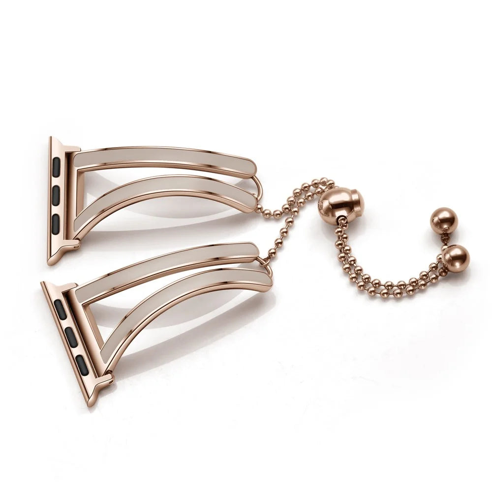 Stainless Steel Watch Band Jewelry Bracelet for Apple Watch Series 11 10 42mm / 9 8 7 41mm / SE3 SE2 SE 6 5 4 40mm / 3 2 1 38mm - Rose Gold / Apricot - 6