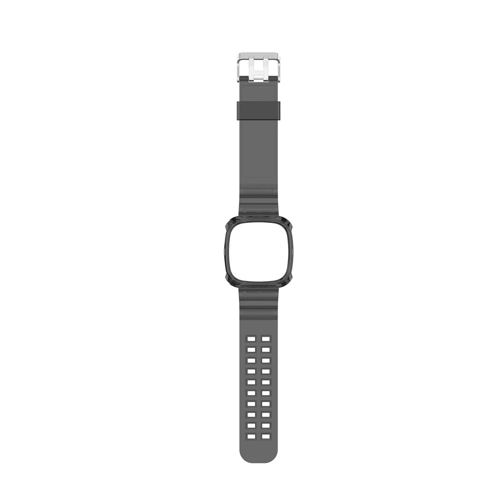 22.5mm Transparent Silicone Smart Watch Strap Universal for Fitbit Versa 3/Sense - Transparent Black - 5