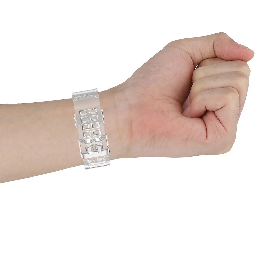 22.5mm Transparent Silicone Smart Watch Strap Universal for Fitbit Versa 3/Sense - Transparent Black - 6