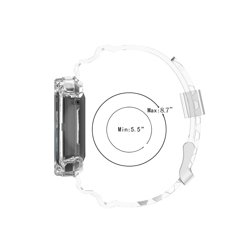 22.5mm Transparent Silicone Smart Watch Strap Universal for Fitbit Versa 3/Sense - Transparent Black - 7