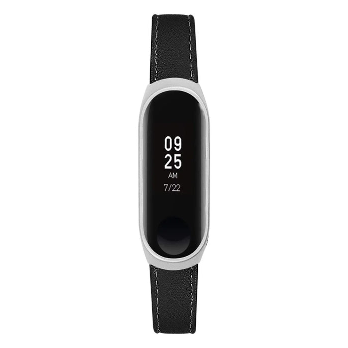 Quality Genuine Leather Watch Band Replacement for Xiaomi Mi Band 5 - Black - 2