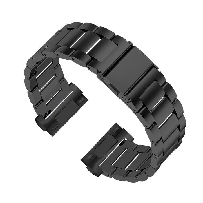 For Fitbit Versa 3/Fitbit Sense 22.5mm Stainless Steel Watch Band Replacement Wrist Strap - Black - 1