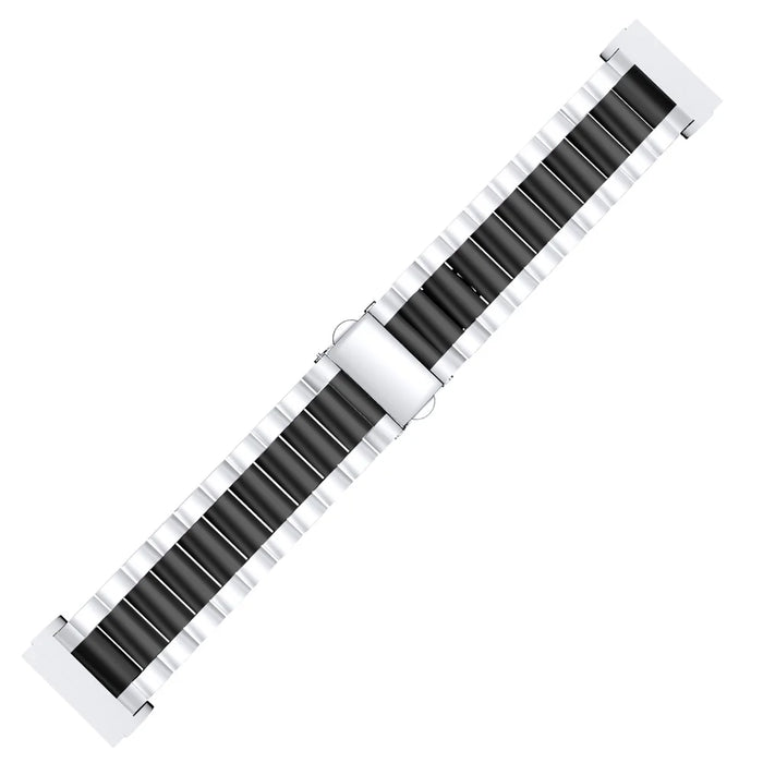 22.5mm Stainless Steel Watch Band for Fitbit Versa 3/Fitbit Sense - Silver/Black/Silver - 3