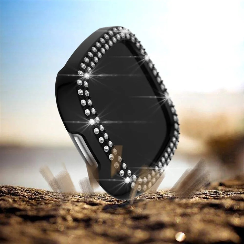 Dual-row Rhinestone Decor TPU Watch Cover for Fitbit Versa 3/Sense - Black - 2