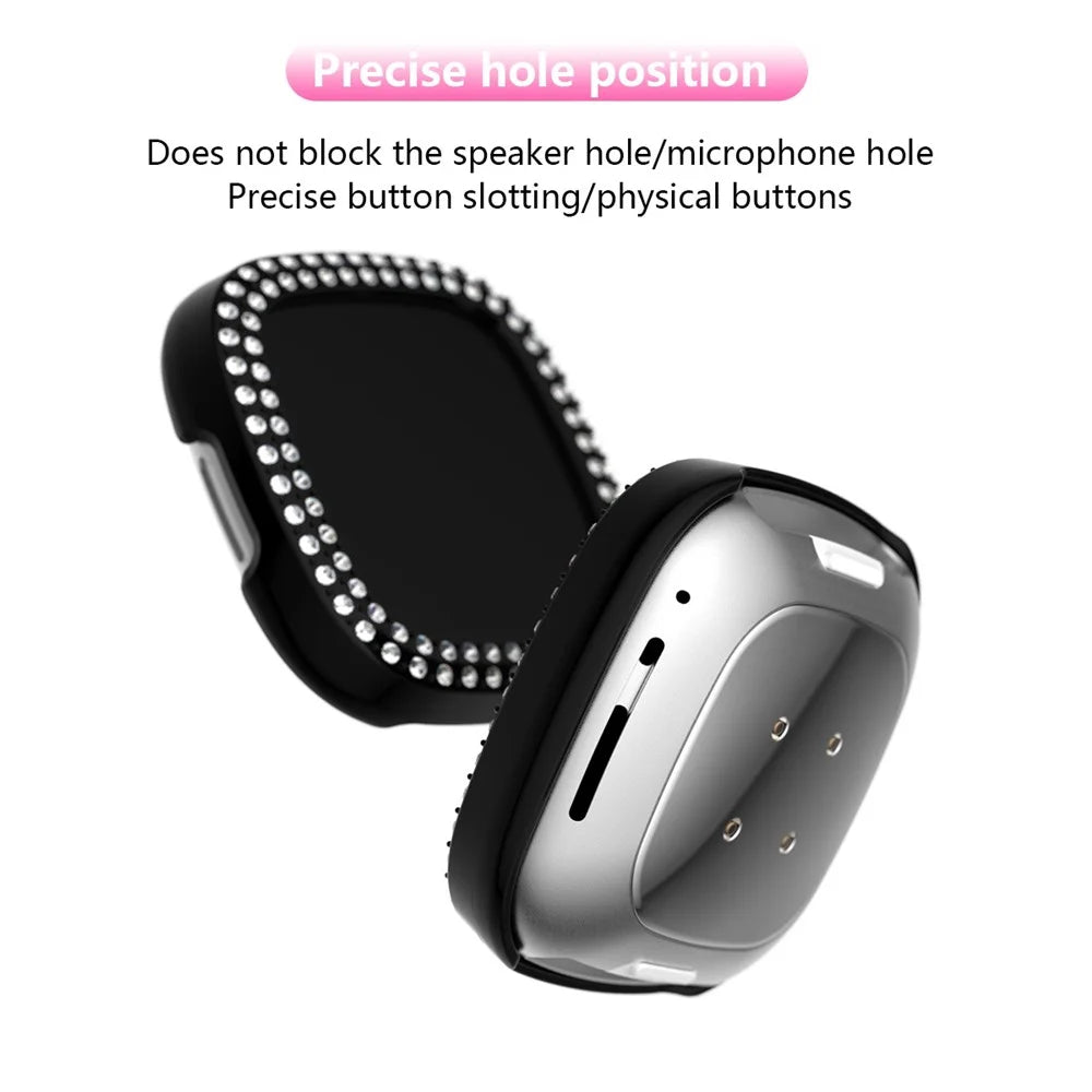 Dual-row Rhinestone Decor TPU Watch Cover for Fitbit Versa 3/Sense - Black - 3