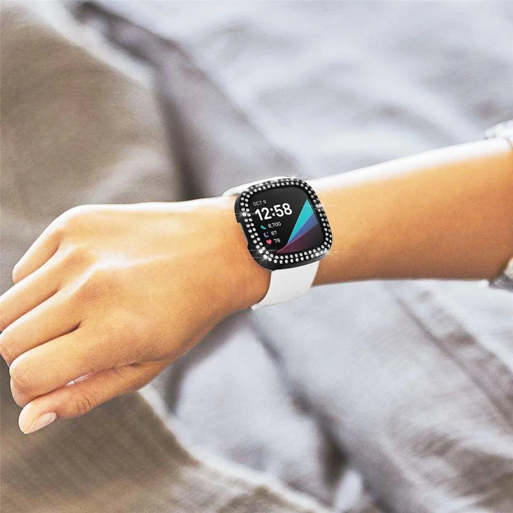 Dual-row Rhinestone Decor TPU Watch Cover for Fitbit Versa 3/Sense - Black - 6