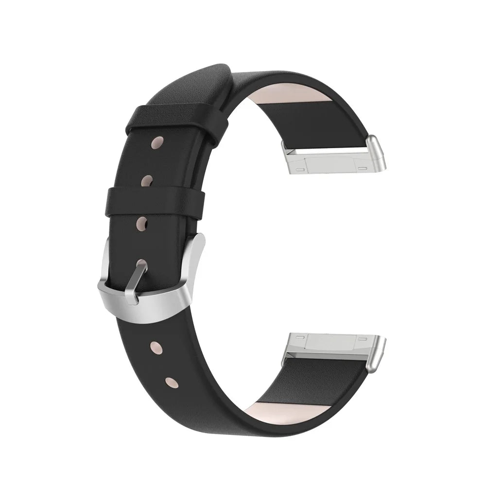 22.5mm Leather Watch Band Strap for Fitbit Versa 3 / Sense - Black - 3