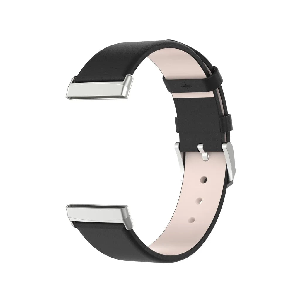 22.5mm Leather Watch Band Strap for Fitbit Versa 3 / Sense - Black - 4