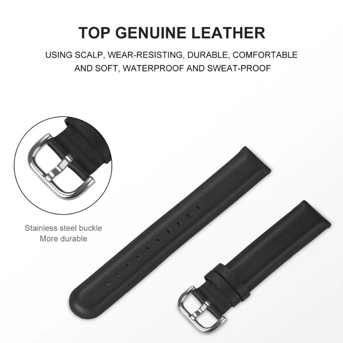 Pure Color Genuine Leather Watch Band for Fitbit Versa 3 - Black - 2