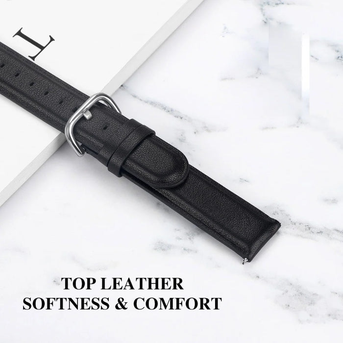 Pure Color Genuine Leather Watch Band for Fitbit Versa 3 - Black - 3