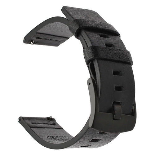 24mm Genuine Leather Watch Replacement Strap for Sony Smartwatch 2 SW2/Suunto Traverse/Seiko SUN059 etc. - Black - 1