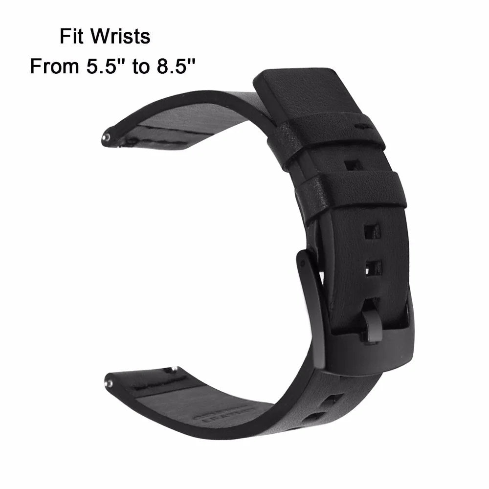 24mm Genuine Leather Watch Replacement Strap for Sony Smartwatch 2 SW2/Suunto Traverse/Seiko SUN059 etc. - Black - 5