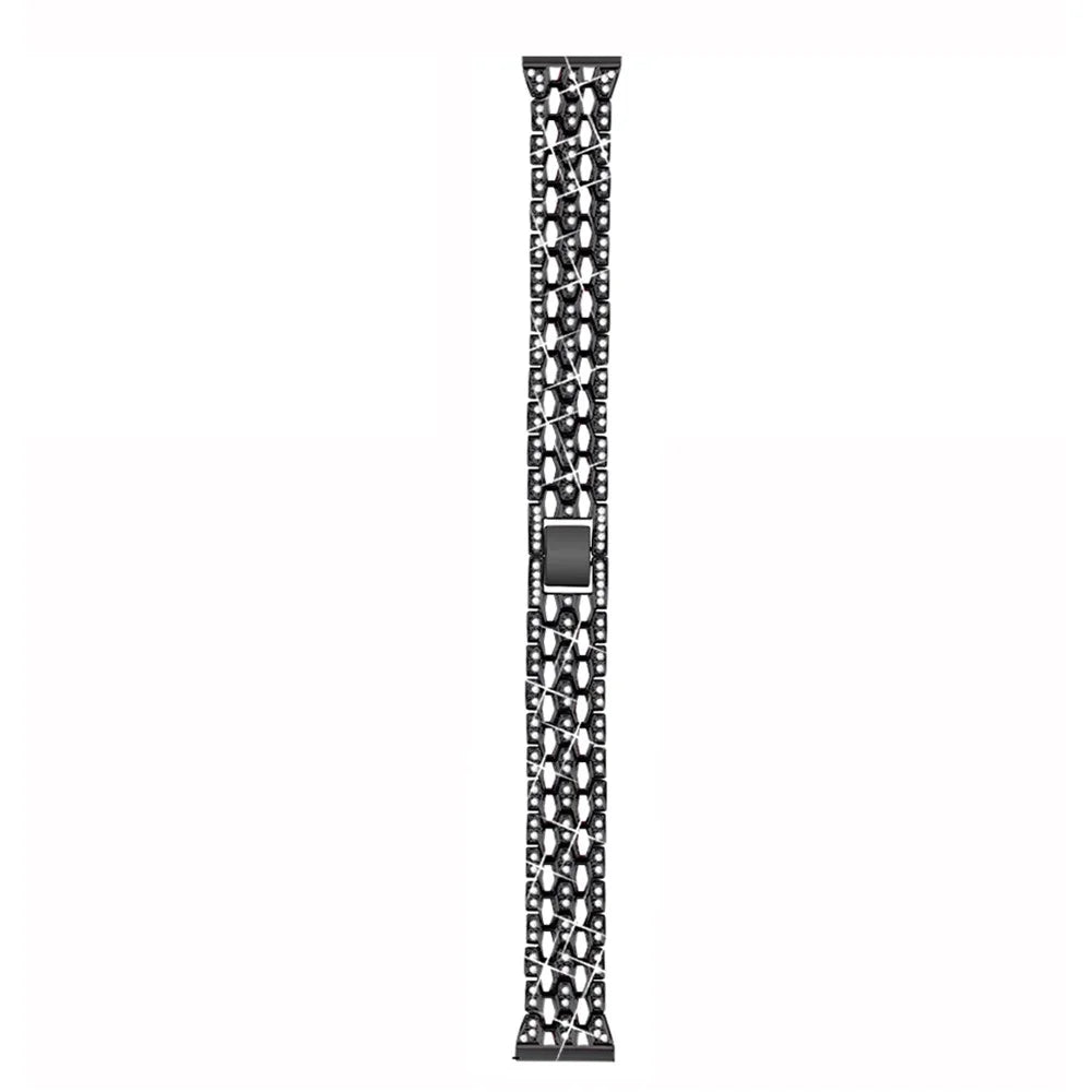 Rhinestone Decor Zinc Alloy Smart Watch Band Strap Replacement for Fitbit Charge 3 - Black - 1