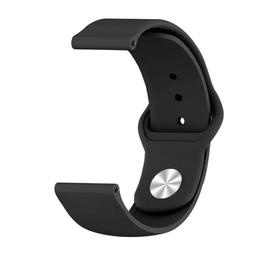 22mm Silicone Smart Watch Strap with Rivet Buckle Closure for Xiaomi Haylou Solar - Black - 1