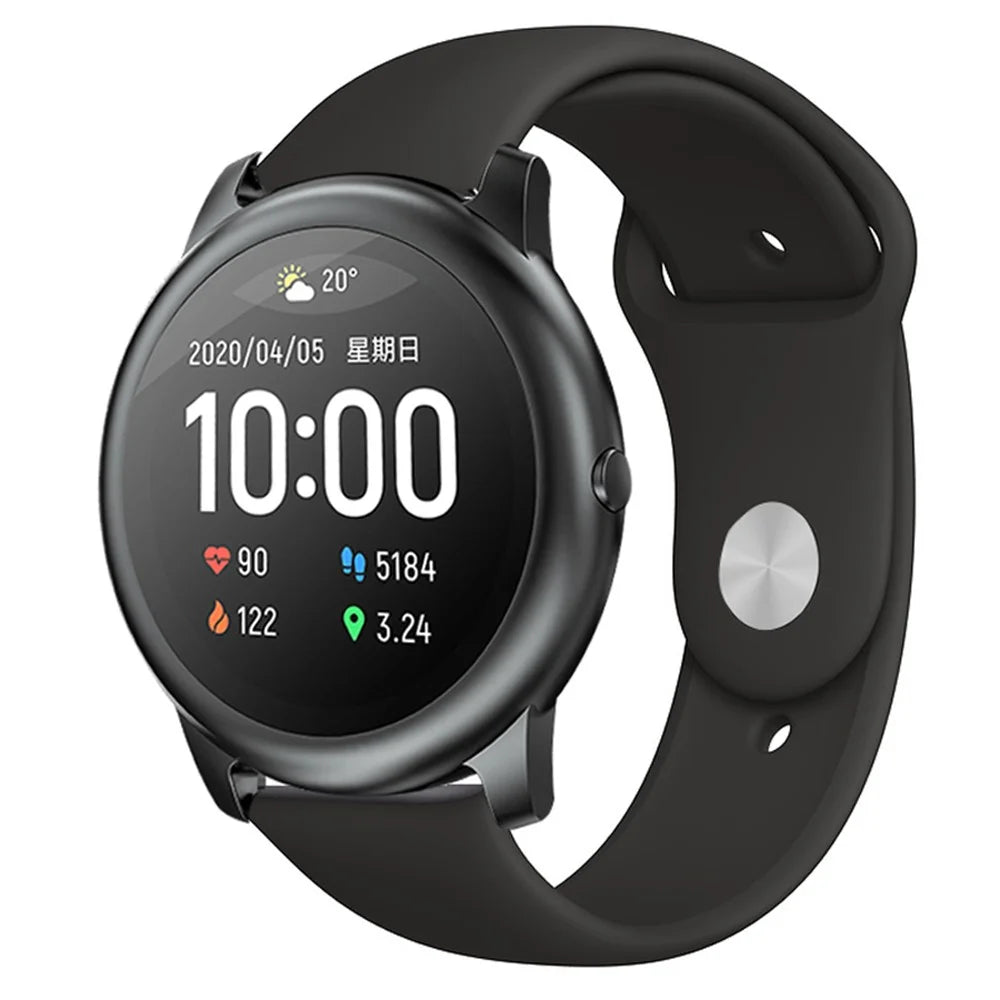 22mm Silicone Smart Watch Strap with Rivet Buckle Closure for Xiaomi Haylou Solar - Black - 2