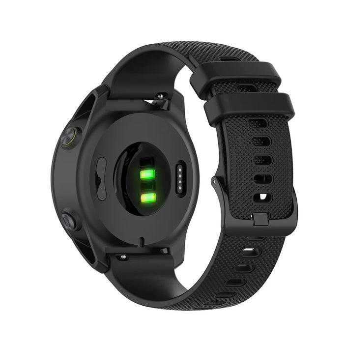 Grid Texture Silicone Replace Watch Band 22mm for Garmin Forerunner 745 - Black - 1