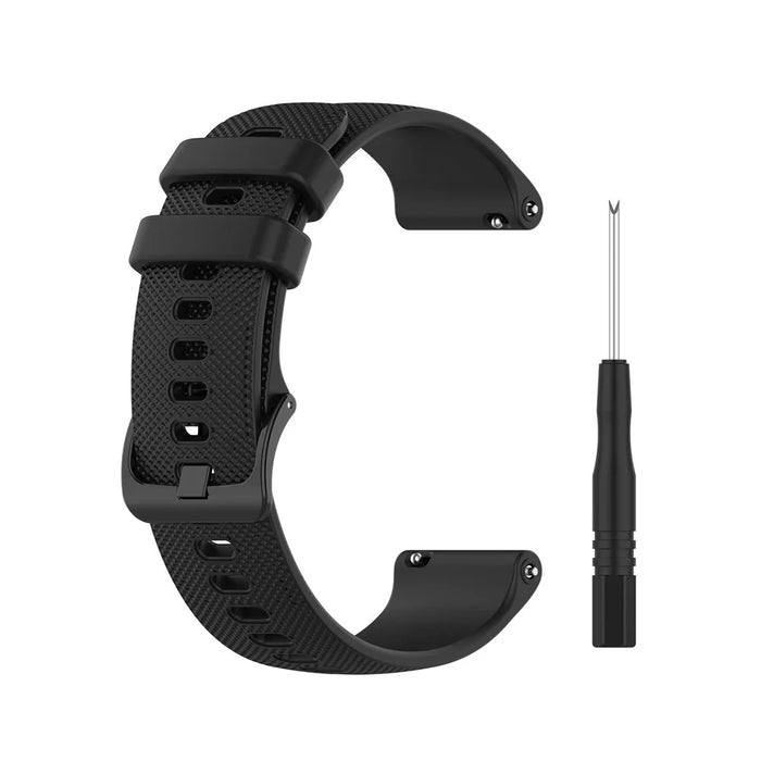 Grid Texture Silicone Replace Watch Band 22mm for Garmin Forerunner 745 - Black - 2