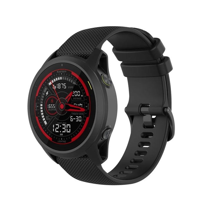 Grid Texture Silicone Replace Watch Band 22mm for Garmin Forerunner 745 - Black - 4