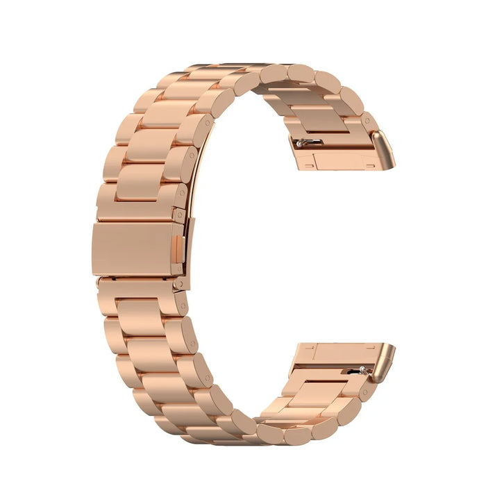 Stainless Steel Three Bead Buckle Chain Band for Fitbit Versa 3/Sense, Watchband Replacement - Rose Gold - 4