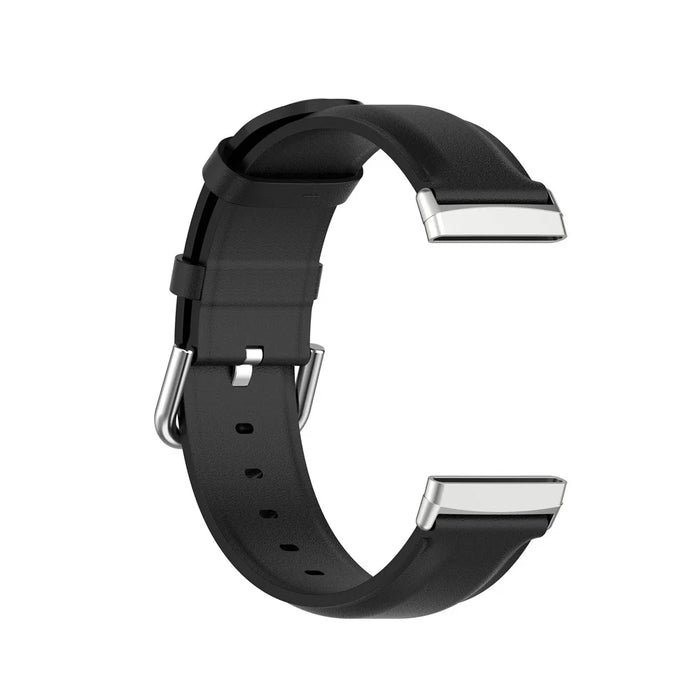 Genuine Leather Smart Watch Strap for Fitbit Versa 3/Sense Replacement Band - Black - 3