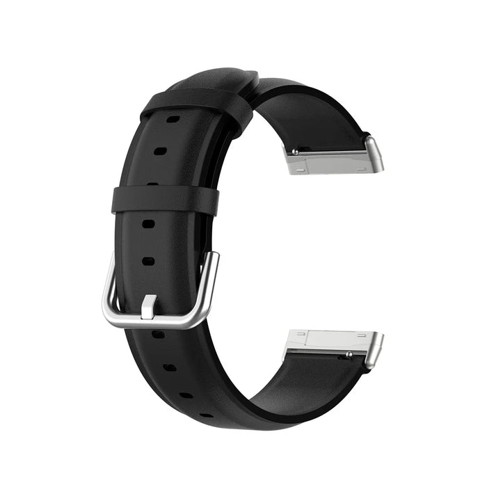 Genuine Leather Smart Watch Strap for Fitbit Versa 3/Sense Replacement Band - Black - 4