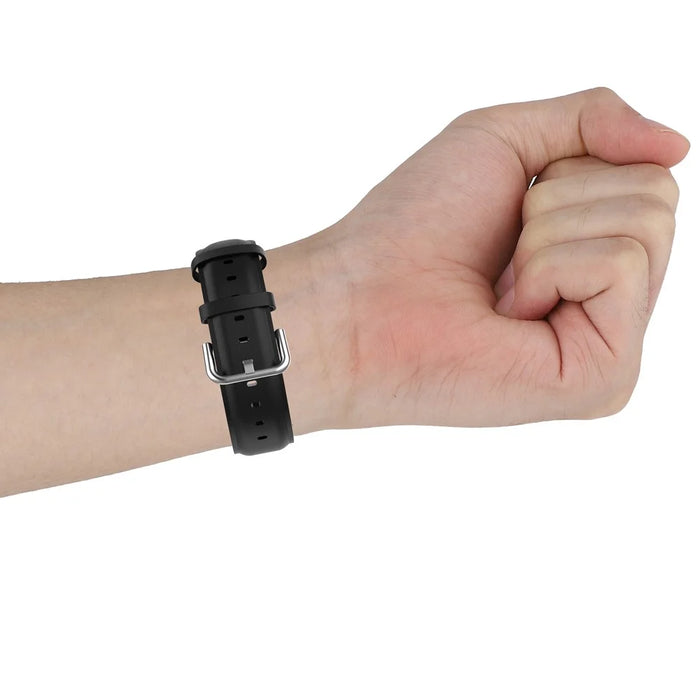 Genuine Leather Smart Watch Strap for Fitbit Versa 3/Sense Replacement Band - Black - 7