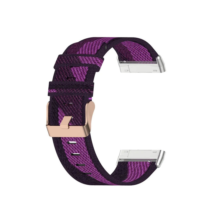 Replace Strap for Fitbit Versa 3/Sense Nylon Canvas Watch Band - Purple Stripes - 3