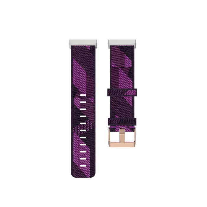 Replace Strap for Fitbit Versa 3/Sense Nylon Canvas Watch Band - Purple Stripes - 5