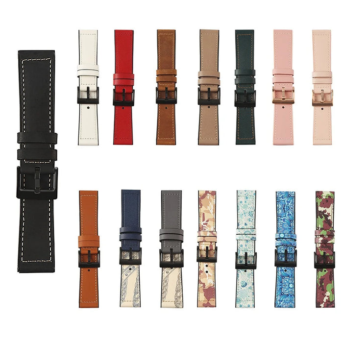 22mm Stitching Decor Leather Coated TPU Watch Band - Black - 5