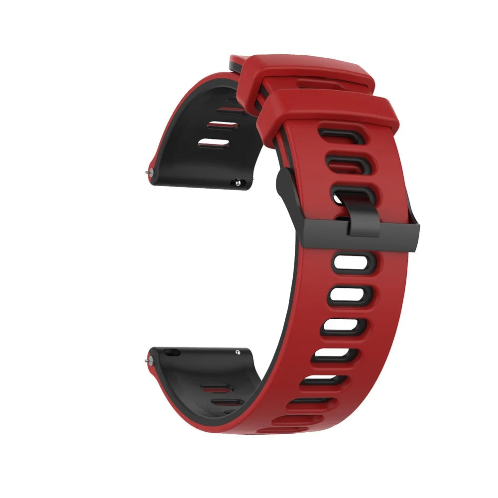 22mm Dual-colors Silicone Strap for Samsung Galaxy Watch 46mm, Adjustable Watch Replace Band - Red/Black - 1