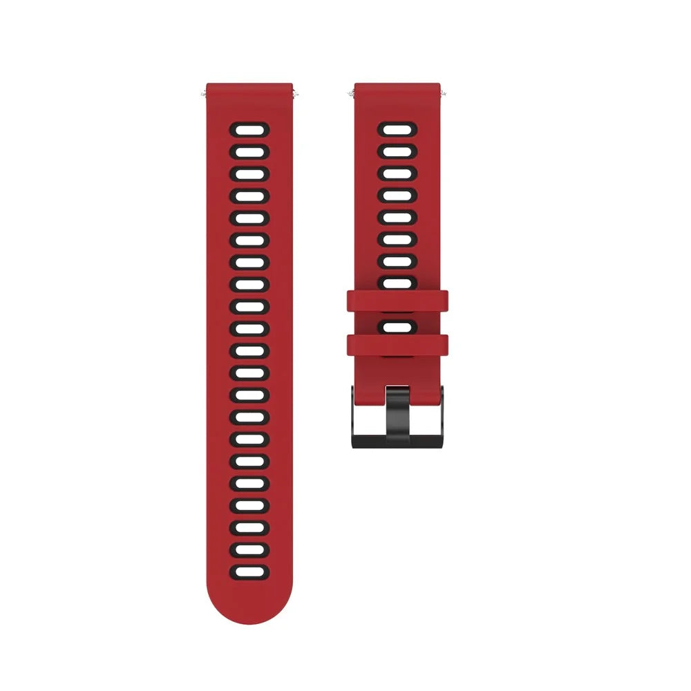 22mm Dual-colors Silicone Strap for Samsung Galaxy Watch 46mm, Adjustable Watch Replace Band - Red/Black - 7