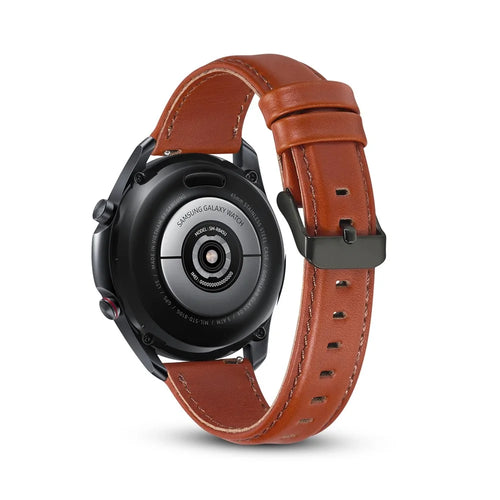 Genuine Leather Smart Watch Strap for Samsung Galaxy Watch3 41mm - Dark Brown - 1