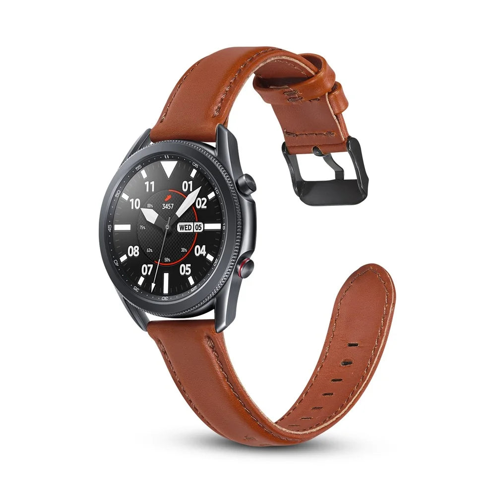 Genuine Leather Smart Watch Strap for Samsung Galaxy Watch3 41mm - Dark Brown - 2