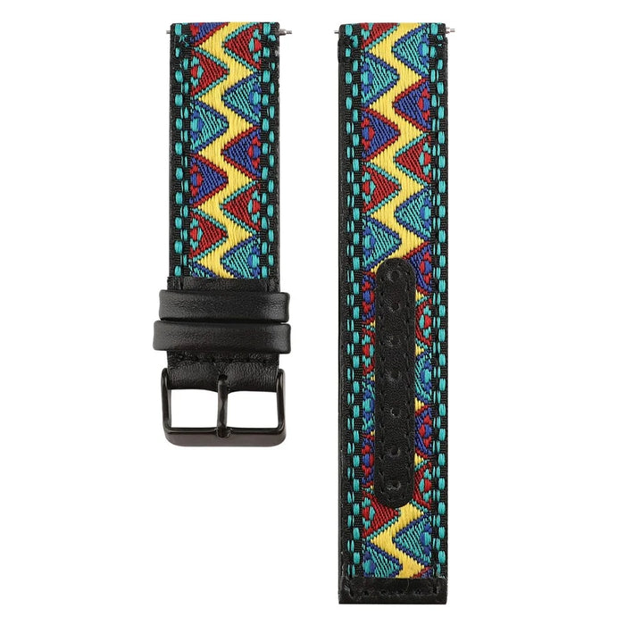 Ethnic Style Genuine Leather Cloth Watch Band Replacement for Fitbit Versa 2 / 1 - Multi-color - 1