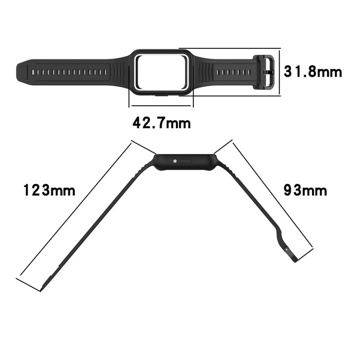 For Honor Band 9 Silicone Watch Band Wrist Strap with Watch Case - Black - 6
