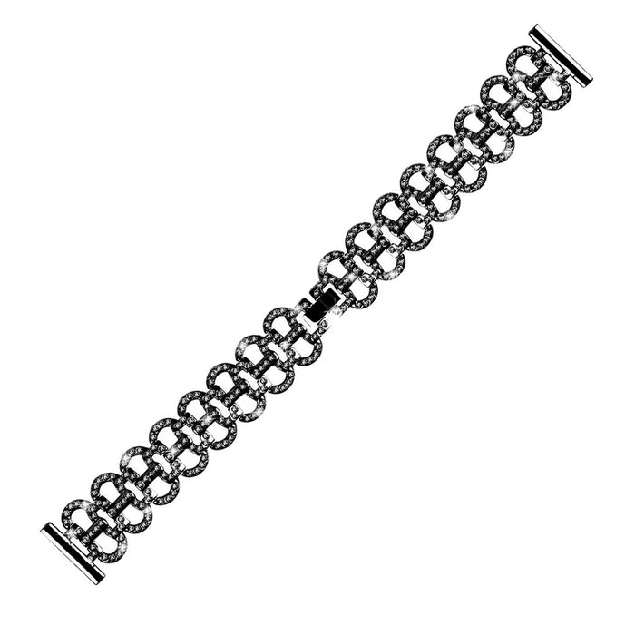 For Huami Amazfit Pop Replacement Watch Band Rhinestone Decorated Gourd Shape Alloy Strap - Black - 1