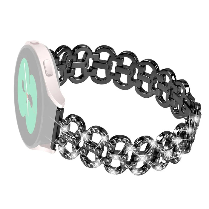 For Garmin Approach S40 / Forerunner 158 Rhinestones Decor Gourd Shape Alloy Watch Band - Black - 2