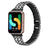 For Samsung Galaxy Fit3 SM-R390 Metal Watch Band Rhinestones Decor Replacement Strap - Black+White - 2