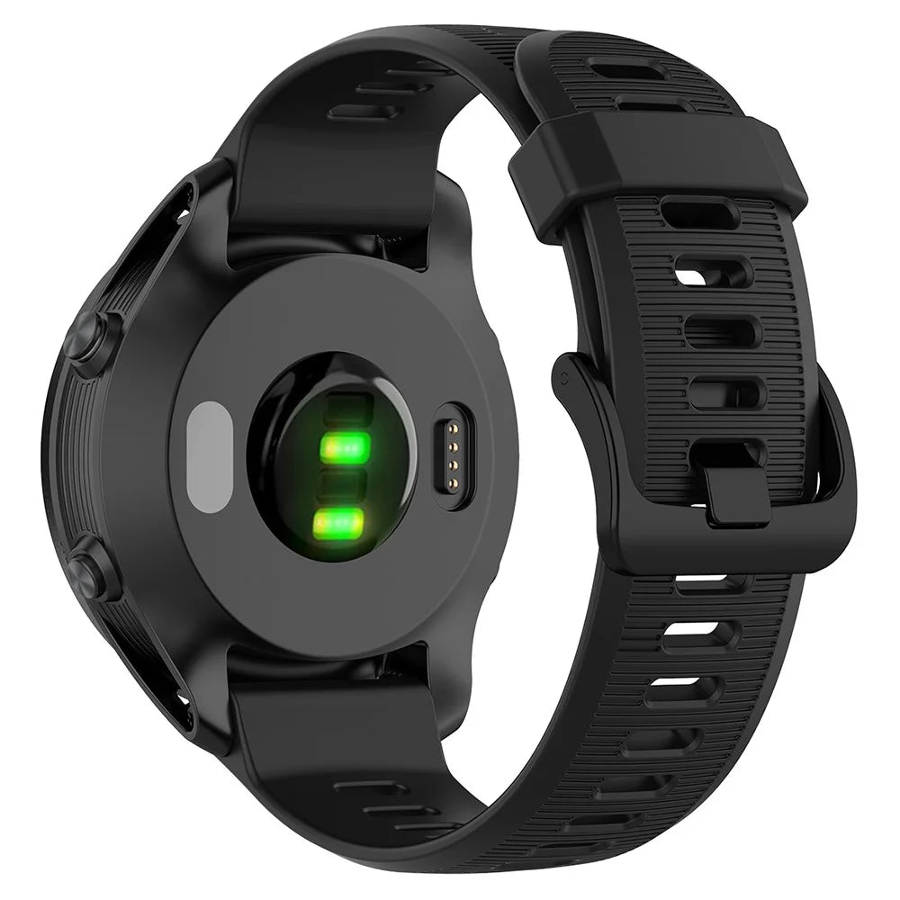 For Garmin Forerunner 945 / 935 Replacement Wrist Band Steel Buckle Textured Silicone Watch Strap - Black - 1