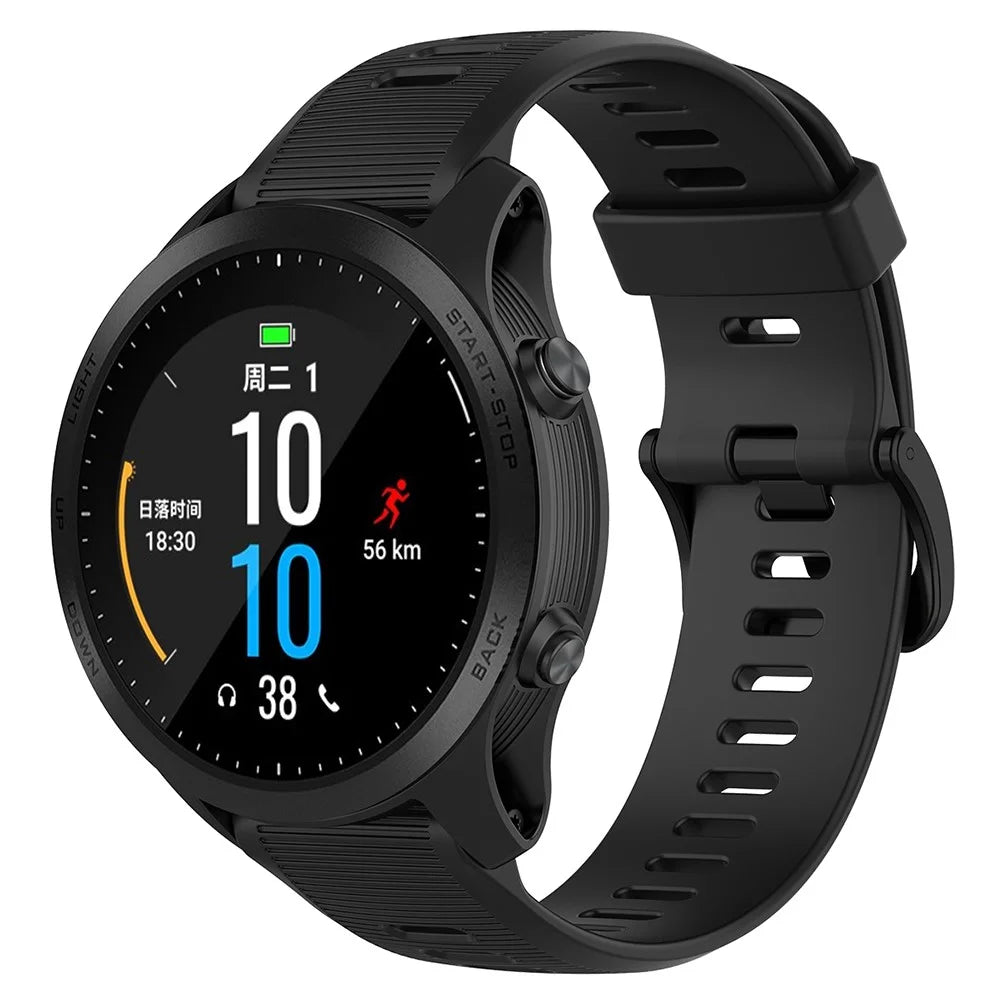 For Garmin Forerunner 945 / 935 Replacement Wrist Band Steel Buckle Textured Silicone Watch Strap - Black - 4