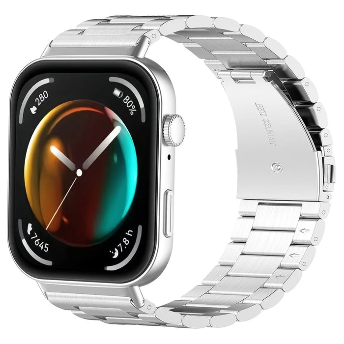 For Huawei Watch Fit 3 Stainless Steel Strap Smart Watch Replacement Band with Tool - Silver - 4